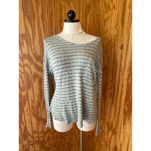 We The Free People Pullover Top Backless Long Sleeve Striped Green/Red Sz M